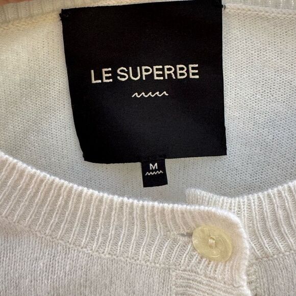 LE SUPERBE Women's Hailey Cropped Wool-blend Cardigan in Ivory Size Medium - Picture 6 of 6